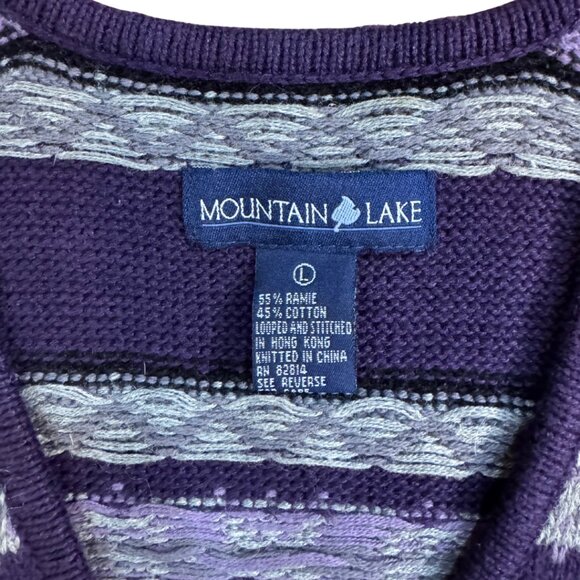 Vintage Purple Pattered Striped Sweater Vest with Zipper - Picture 3 of 5